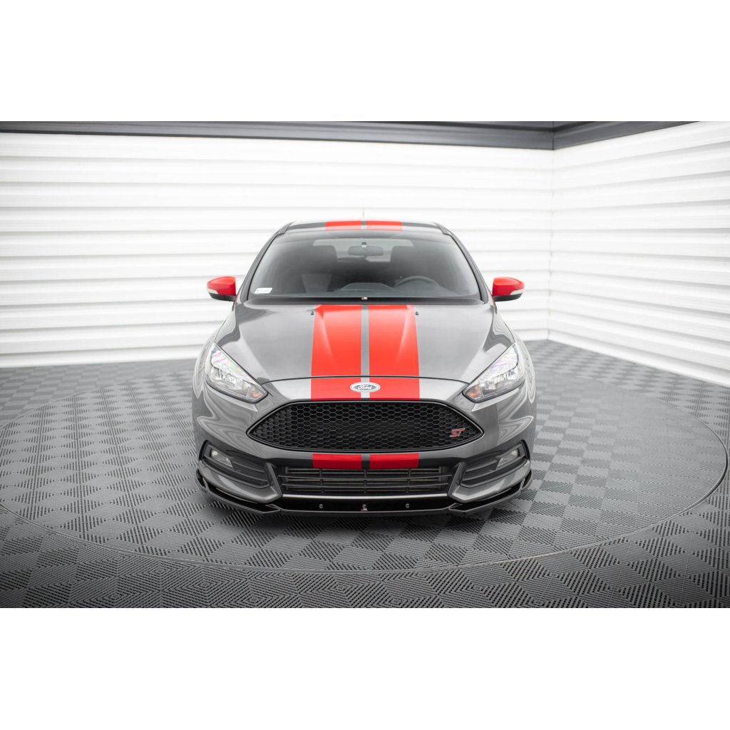 Maxton Design spoiler pod přední nárazník ver.5 pro Ford Focus ST Mk3 Facelift, černý lesklý plast ABS