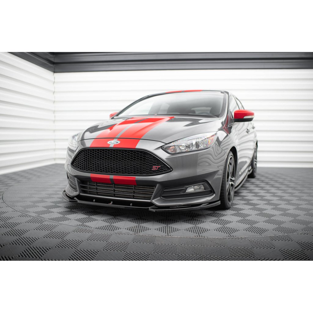Maxton Design spoiler pod přední nárazník ver.5 pro Ford Focus ST Mk3 Facelift, černý lesklý plast ABS