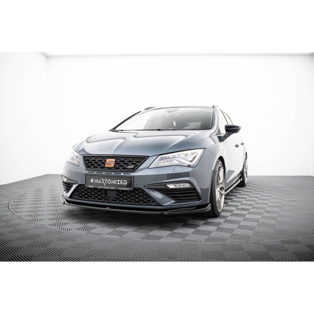 Maxton Design spoiler pod přední nárazník ver.5 pro Seat Leon Cupra Mk3 Facelift, černý lesklý plast ABS