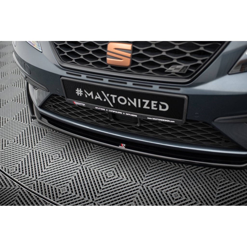 Maxton Design spoiler pod přední nárazník ver.5 pro Seat Leon Cupra Mk3 Facelift, černý lesklý plast ABS