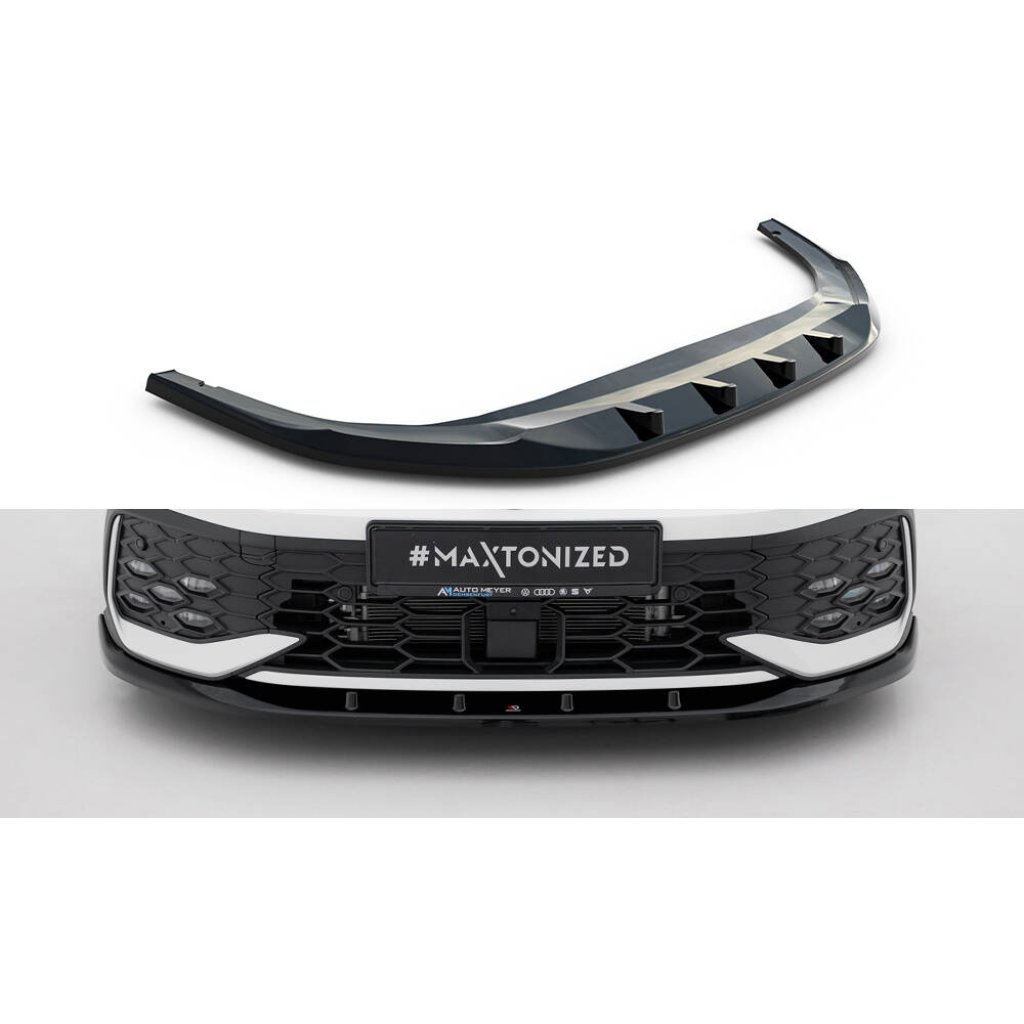 Maxton Design spoiler pod přední nárazník ver.5 pro Volkswagen Golf GTE Mk8 Facelift, černý lesklý plast ABS