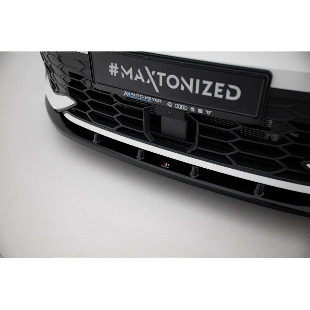 Maxton Design spoiler pod přední nárazník ver.5 pro Volkswagen Golf R-Line Mk8 Facelift, černý lesklý plast ABS