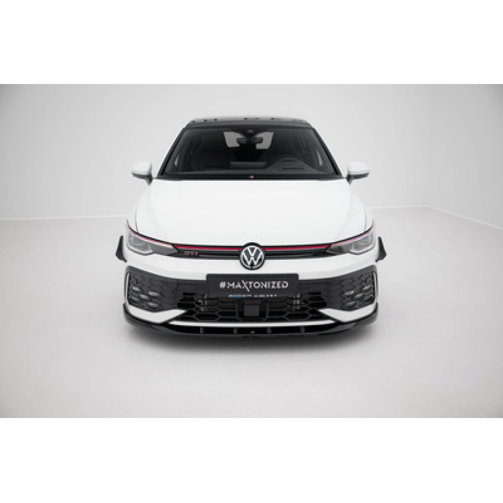 Maxton Design spoiler pod přední nárazník ver.5 pro Volkswagen Golf R-Line Mk8 Facelift, černý lesklý plast ABS