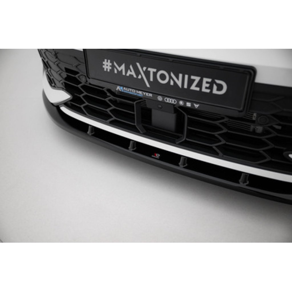Maxton Design spoiler pod přední nárazník ver.5 pro Volkswagen Golf R-Line Mk8 Facelift, černý lesklý plast ABS