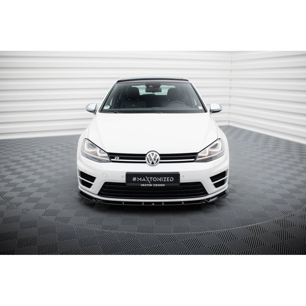 Maxton Design spoiler pod přední nárazník ver.5 pro Volkswagen Golf R Mk7, černý lesklý plast ABS