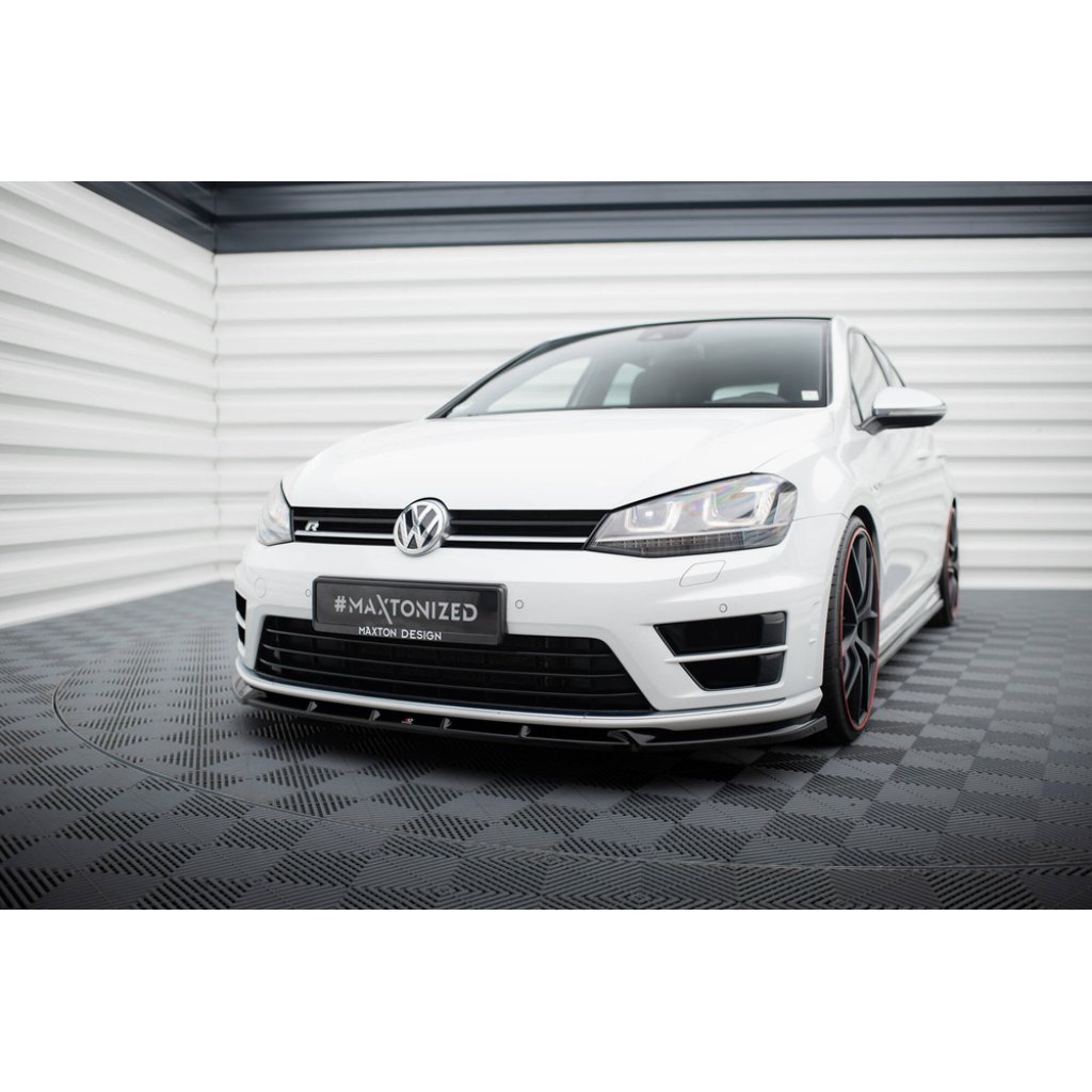 Maxton Design spoiler pod přední nárazník ver.5 pro Volkswagen Golf R Mk7, černý lesklý plast ABS