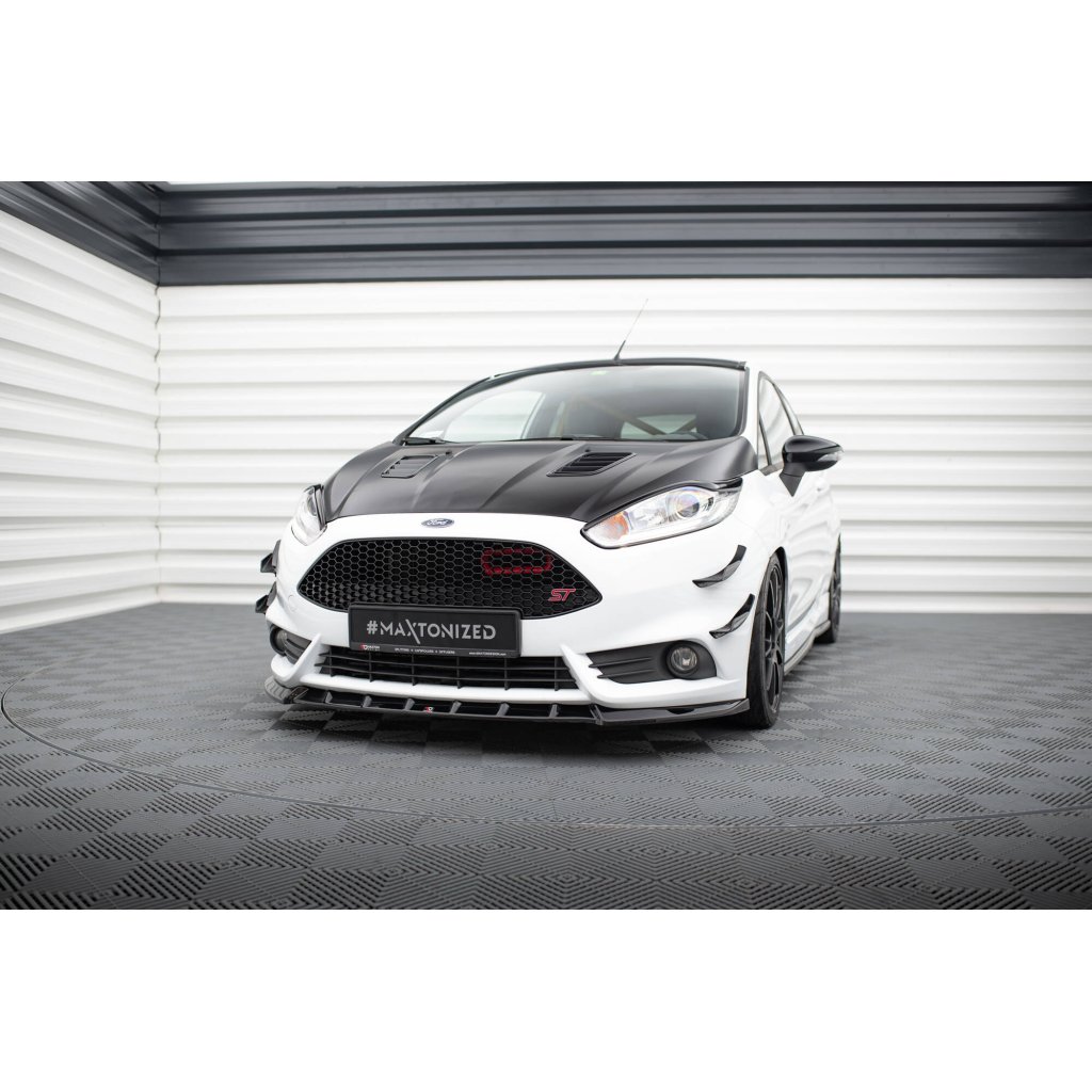 Maxton Design spoiler pod přední nárazník ver.6 pro Ford Fiesta ST Mk7 Facelift, černý lesklý plast ABS