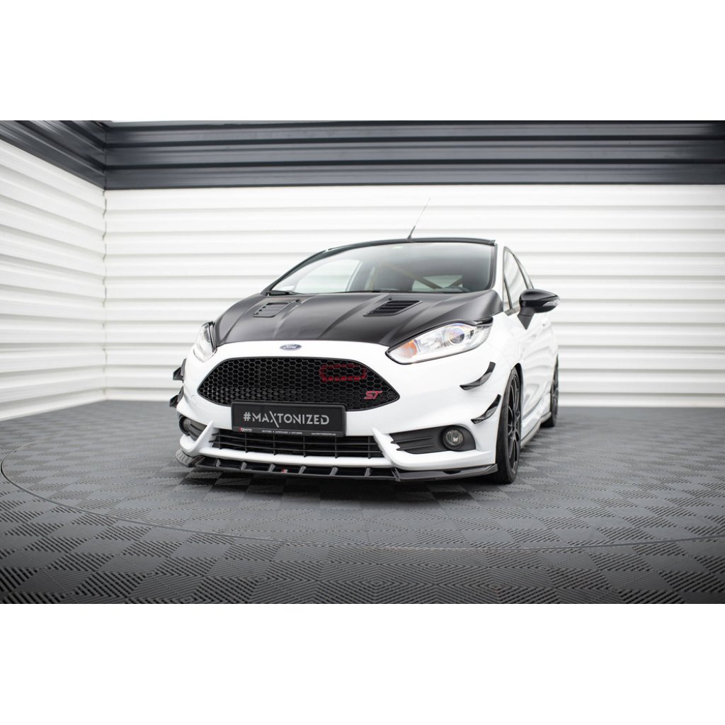 Maxton Design spoiler pod přední nárazník ver.6 pro Ford Fiesta ST Mk7 Facelift, černý lesklý plast ABS