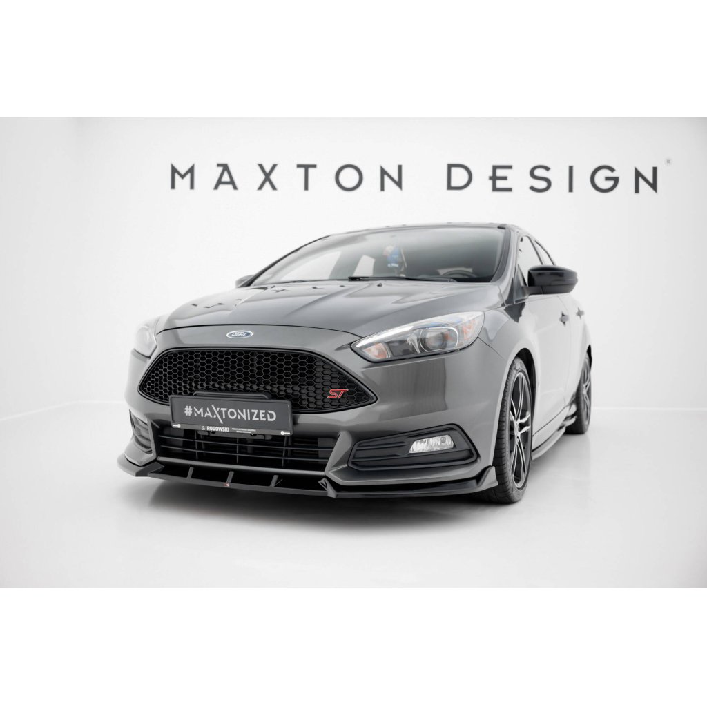 Maxton Design spoiler pod přední nárazník ver.6 pro Ford Focus ST Mk3 Facelift, černý lesklý plast ABS