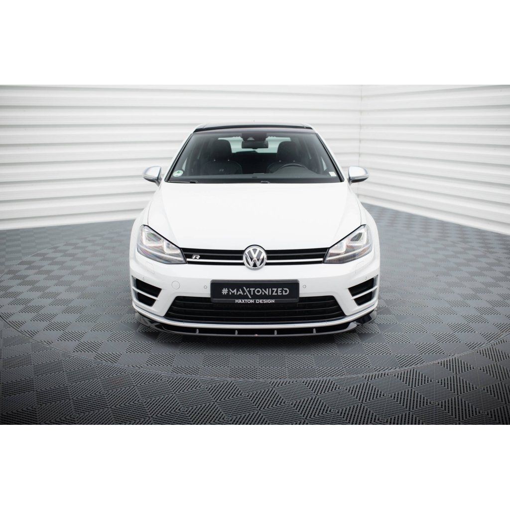 Maxton Design spoiler pod přední nárazník ver.6 pro Volkswagen Golf R Mk7, černý lesklý plast ABS
