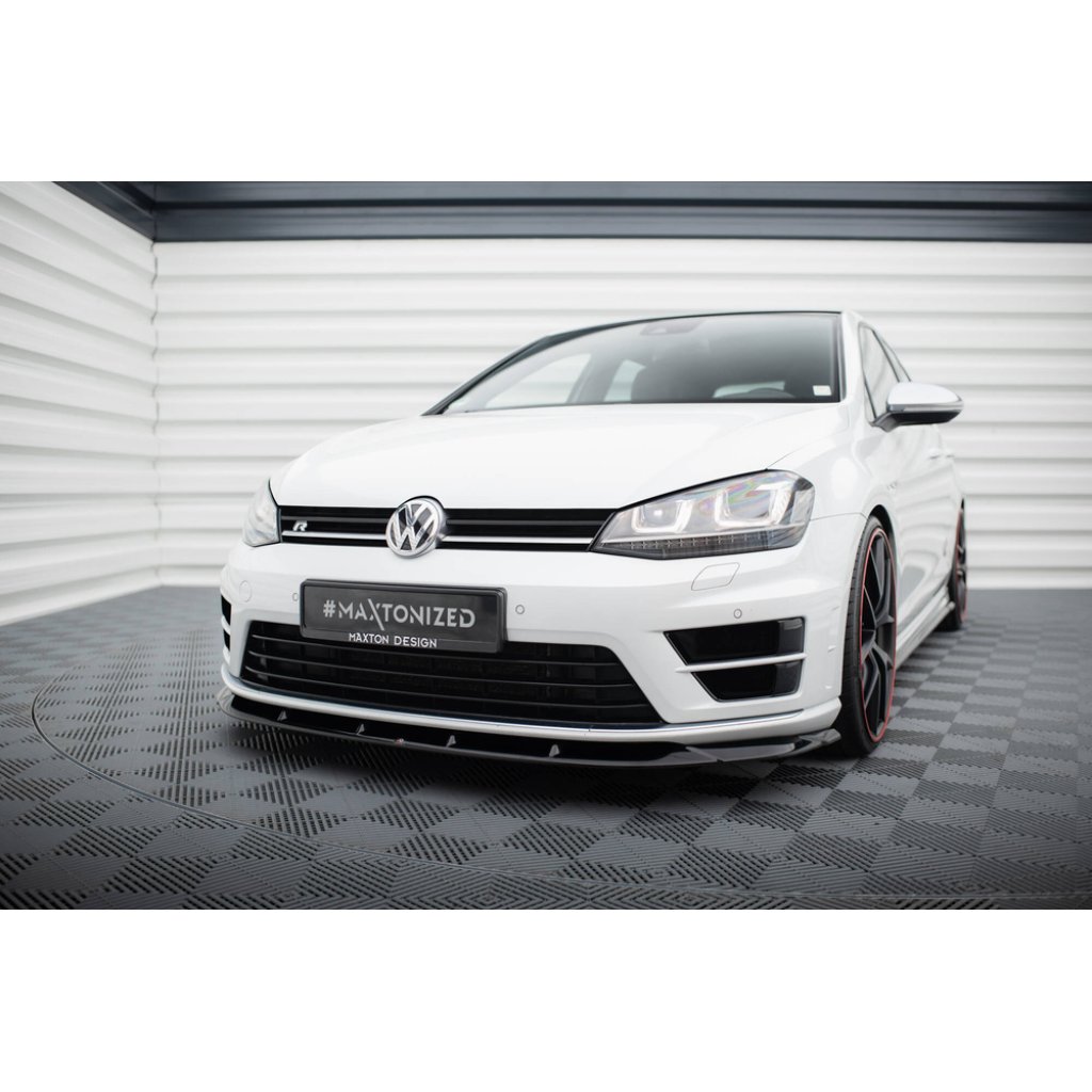 Maxton Design spoiler pod přední nárazník ver.6 pro Volkswagen Golf R Mk7, černý lesklý plast ABS