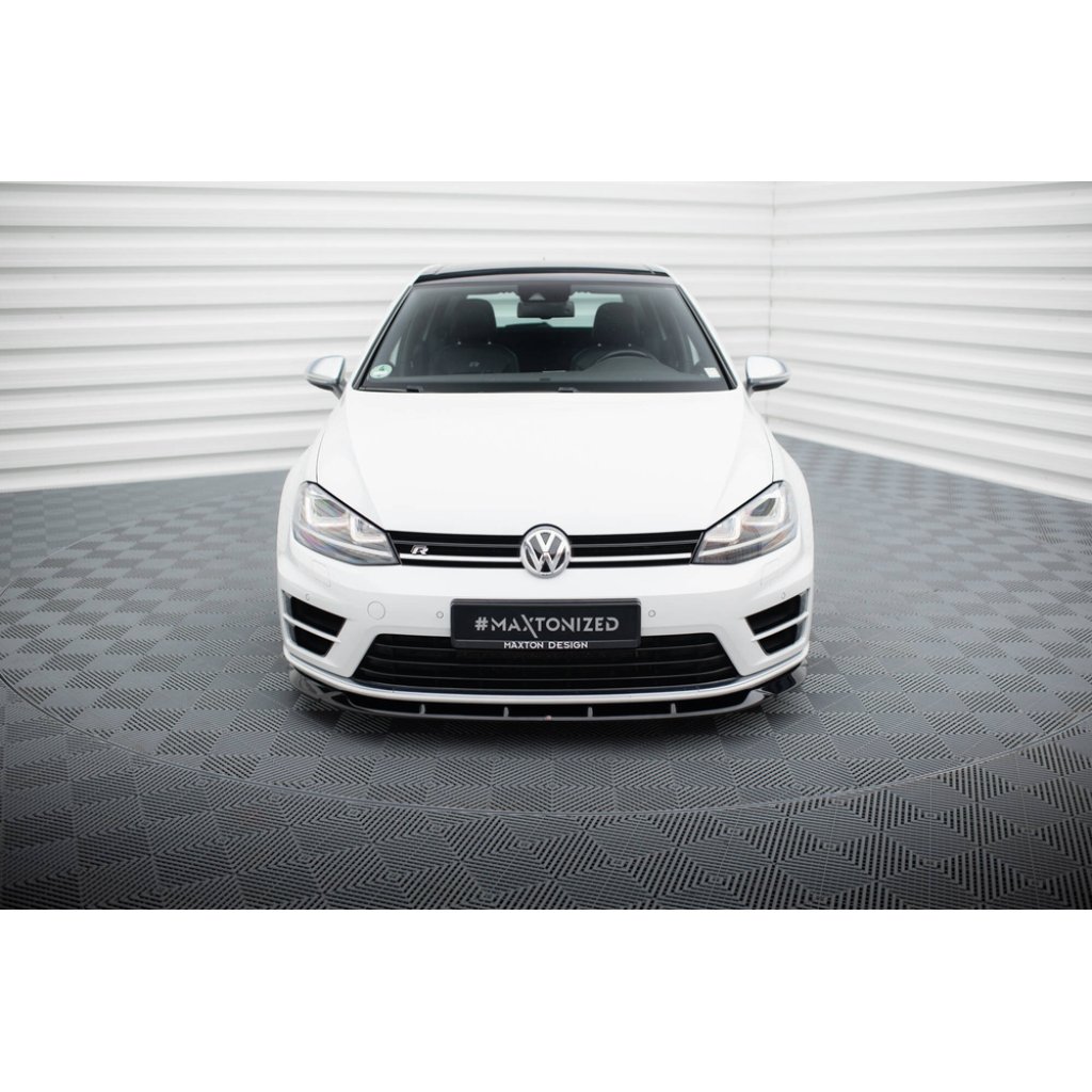 Maxton Design spoiler pod přední nárazník ver.6 pro Volkswagen Golf R Mk7, černý lesklý plast ABS