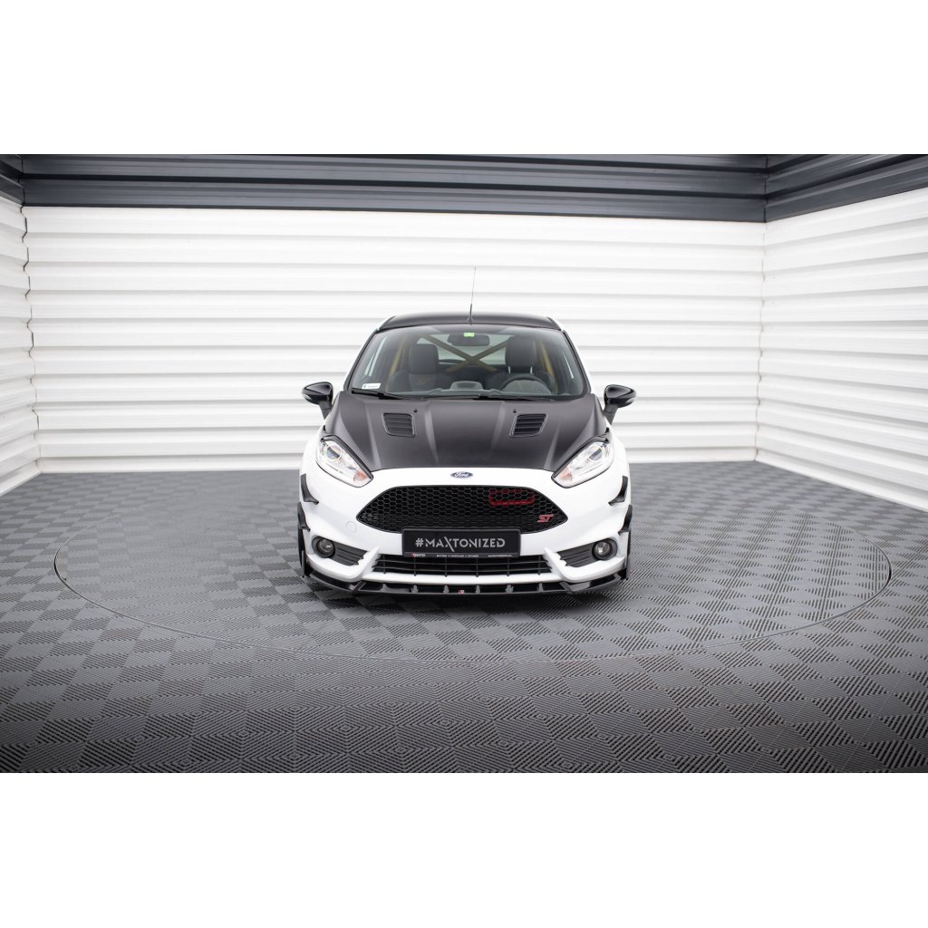 Maxton Design spoiler pod přední nárazník ver.6 s křidélky pro Ford Fiesta ST Mk7 Facelift, černý lesklý plast ABS
