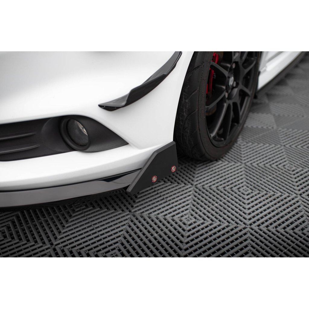 Maxton Design spoiler pod přední nárazník ver.6 s křidélky pro Ford Fiesta ST Mk7 Facelift, černý lesklý plast ABS