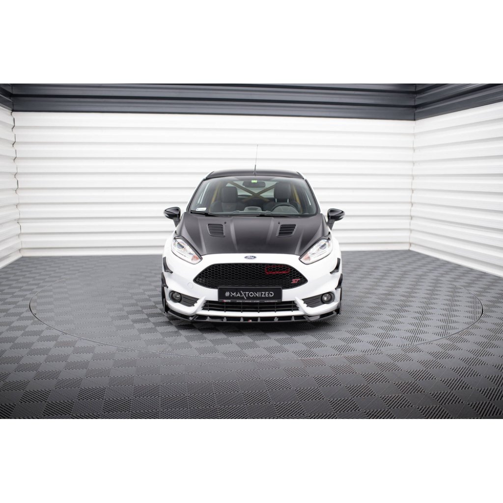 Maxton Design spoiler pod přední nárazník ver.6 s křidélky pro Ford Fiesta ST Mk7 Facelift, černý lesklý plast ABS