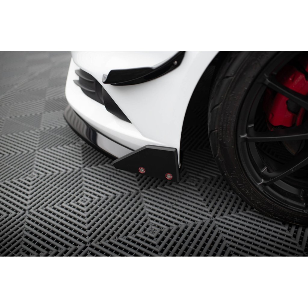 Maxton Design spoiler pod přední nárazník ver.6 s křidélky pro Ford Fiesta ST Mk7 Facelift, černý lesklý plast ABS