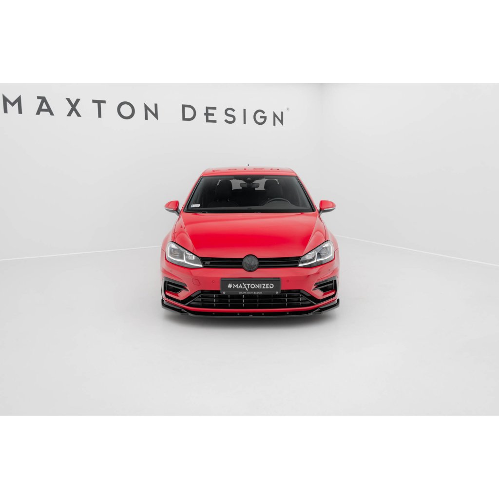 Maxton Design spoiler pod přední nárazník ver.9 pro Volkswagen Golf R Mk7 Facelift, černý lesklý plast ABS