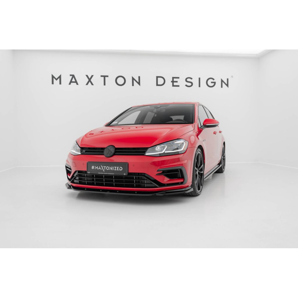Maxton Design spoiler pod přední nárazník ver.9 pro Volkswagen Golf R Mk7 Facelift, černý lesklý plast ABS