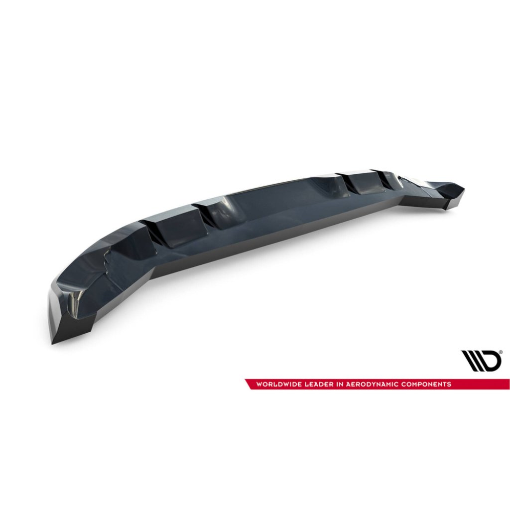 Maxton Design spoiler pod zadní nárazník s žebrováním pro Abarth 500E, černý lesklý plast ABS