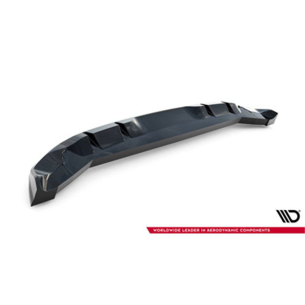 Maxton Design spoiler pod zadní nárazník s žebrováním pro Abarth 500E, černý lesklý plast ABS