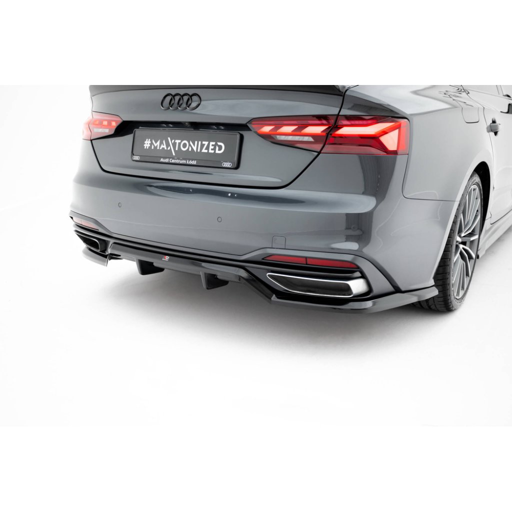 Maxton Design spoiler pod zadní nárazník s žebrováním pro Audi A5 F5 Facelift, černý lesklý plast ABS, Coupe/Sportback