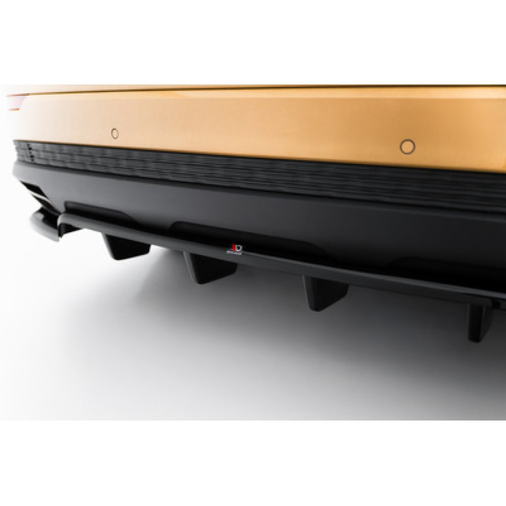 Maxton Design spoiler pod zadní nárazník s žebrováním pro Audi Q8 Mk 1 FL, černý lesklý plast ABS