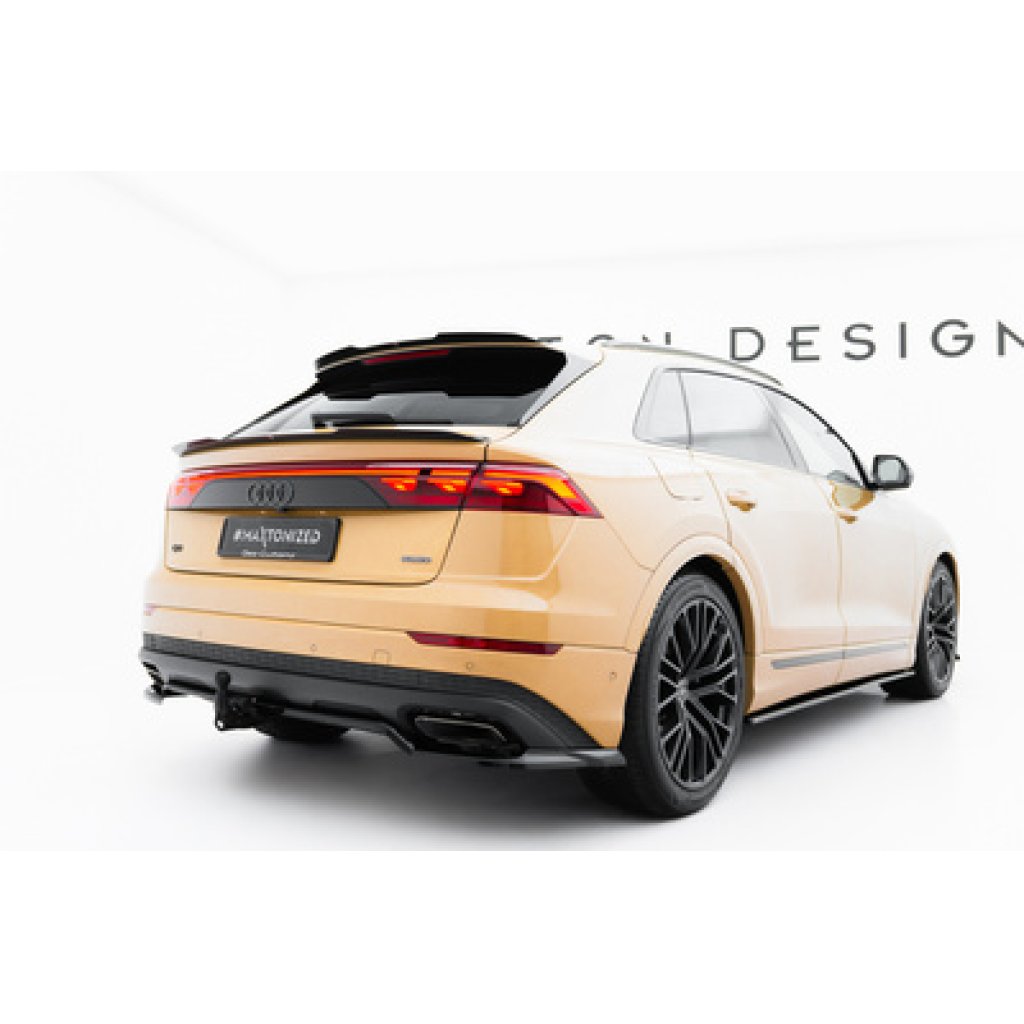 Maxton Design spoiler pod zadní nárazník s žebrováním pro Audi Q8 Mk 1 FL, černý lesklý plast ABS