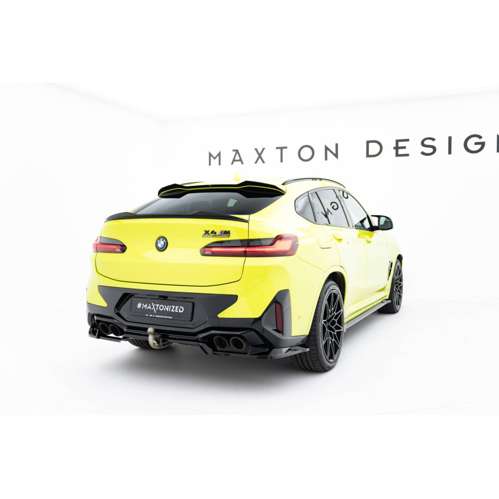 Maxton Design spoiler pod zadní nárazník s žebrováním pro BMW X4 M F98 Facelift, černý lesklý plast ABS