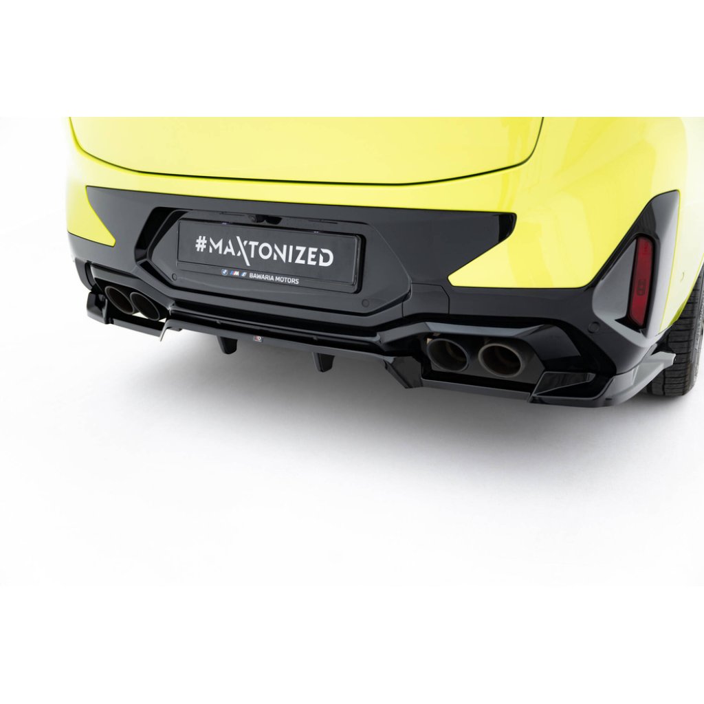 Maxton Design spoiler pod zadní nárazník s žebrováním pro BMW X4 M F98 Facelift, černý lesklý plast ABS