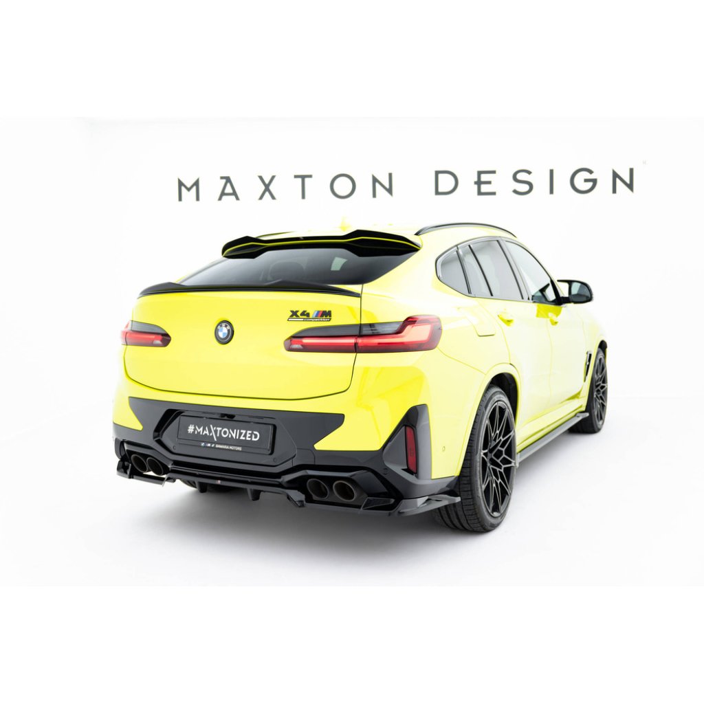 Maxton Design spoiler pod zadní nárazník s žebrováním pro BMW X4 M F98 Facelift, černý lesklý plast ABS