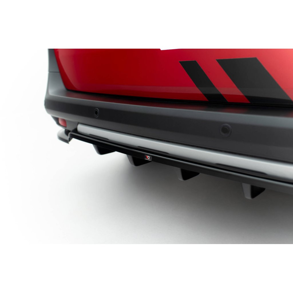 Maxton Design spoiler pod zadní nárazník s žebrováním pro Ford Tourneo Courier Mk2, černý lesklý plast ABS