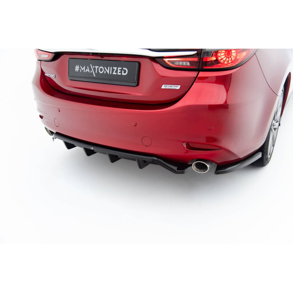 Maxton Design spoiler pod zadní nárazník s žebrováním pro Mazda 6 Mk3 FL, černý lesklý plast ABS