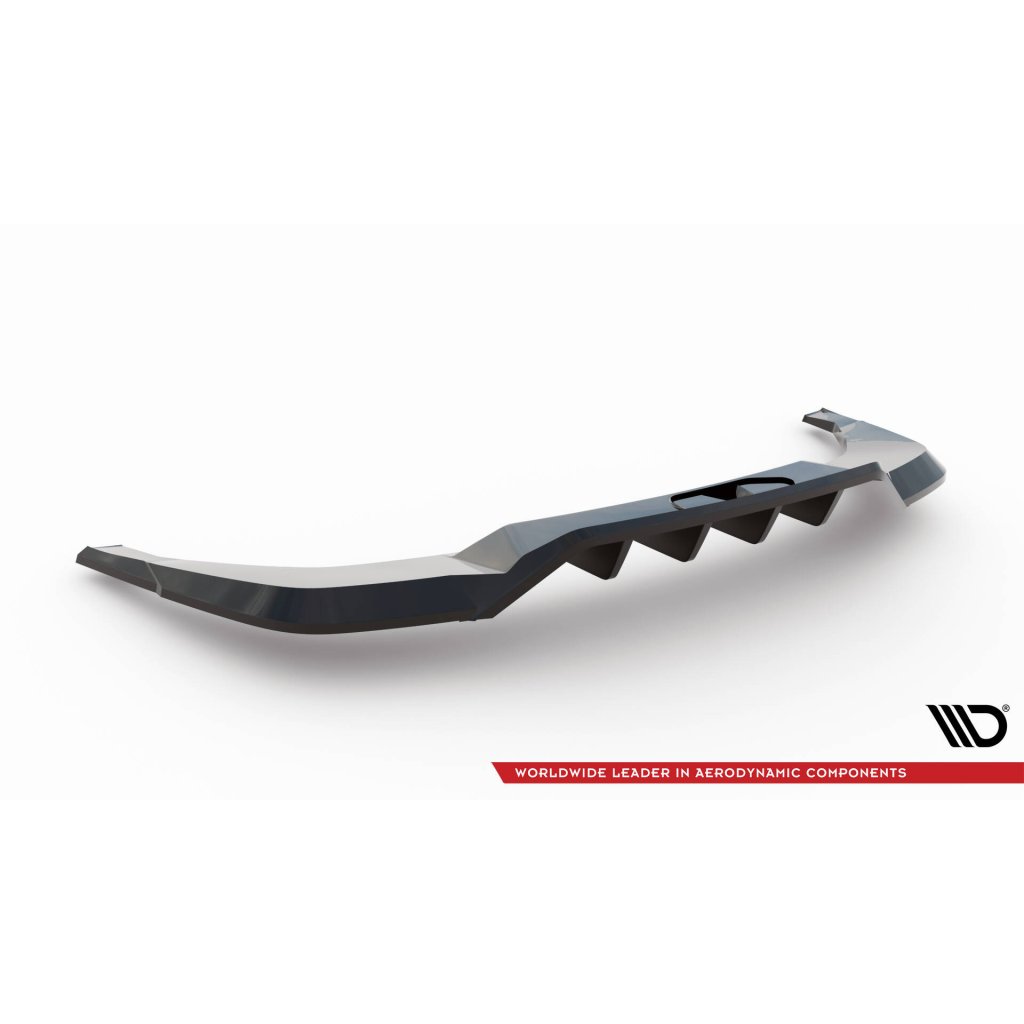 Maxton Design spoiler pod zadní nárazník s žebrováním pro Škoda Enyaq iV RS Mk1, černý lesklý plast ABS