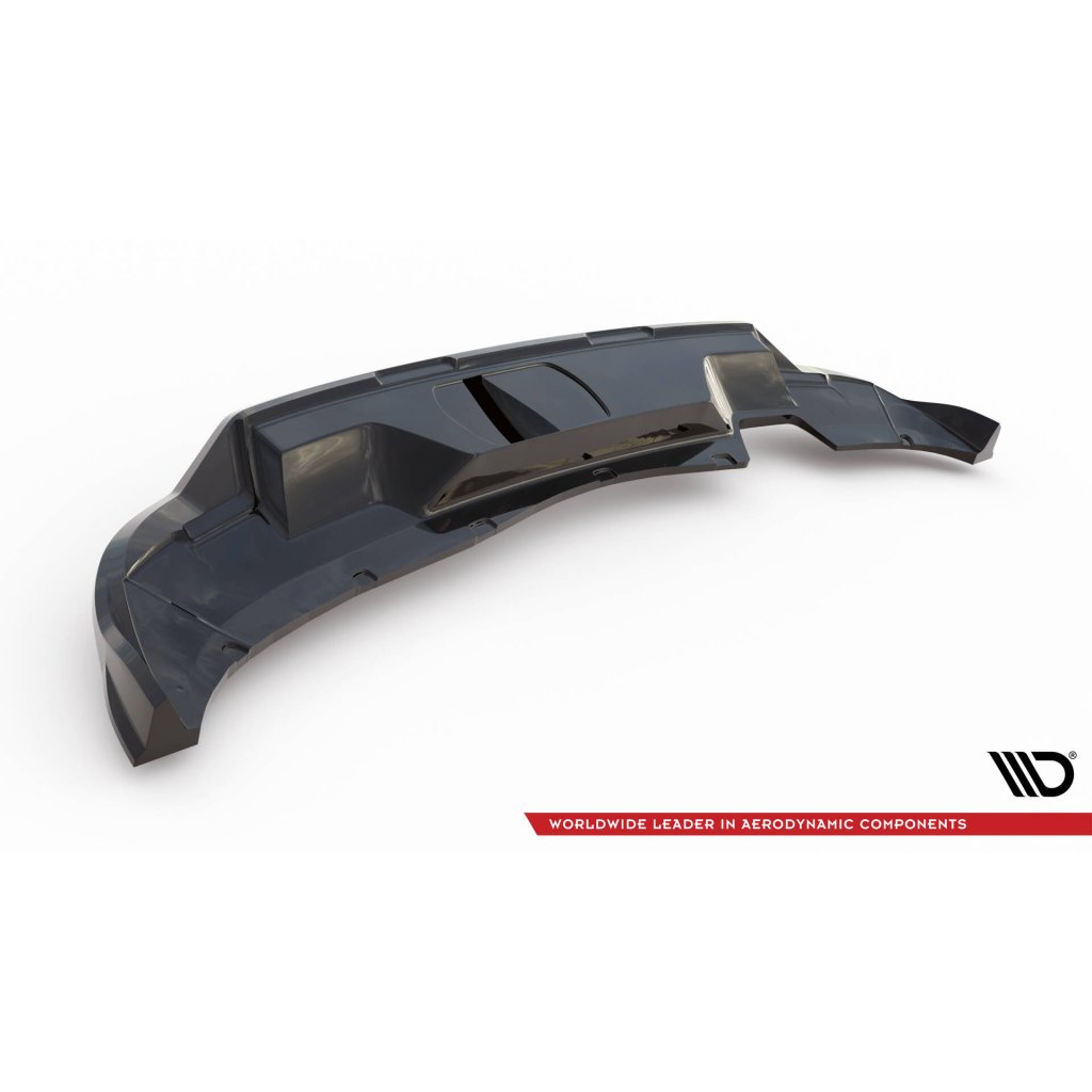 Maxton Design spoiler pod zadní nárazník s žebrováním pro Škoda Kamiq Mk1 Facelift, černý lesklý plast ABS, Monte Carlo