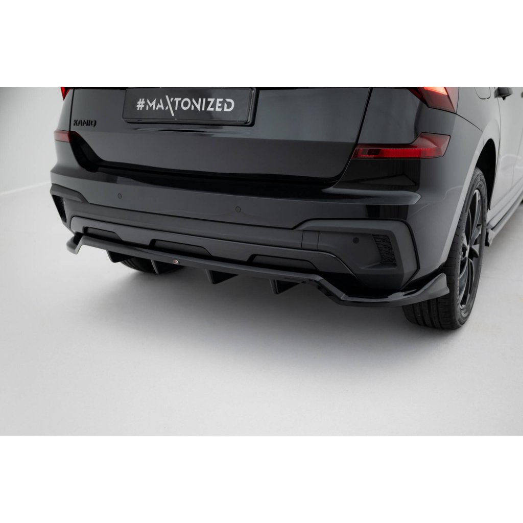 Maxton Design spoiler pod zadní nárazník s žebrováním pro Škoda Kamiq Mk1 Facelift, černý lesklý plast ABS, Monte Carlo
