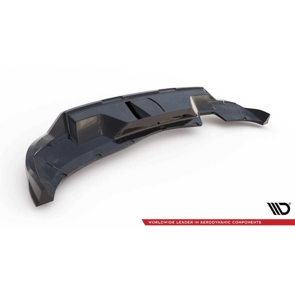 Maxton Design spoiler pod zadní nárazník s žebrováním pro Škoda Kamiq Mk1 Facelift, černý lesklý plast ABS, Monte Carlo