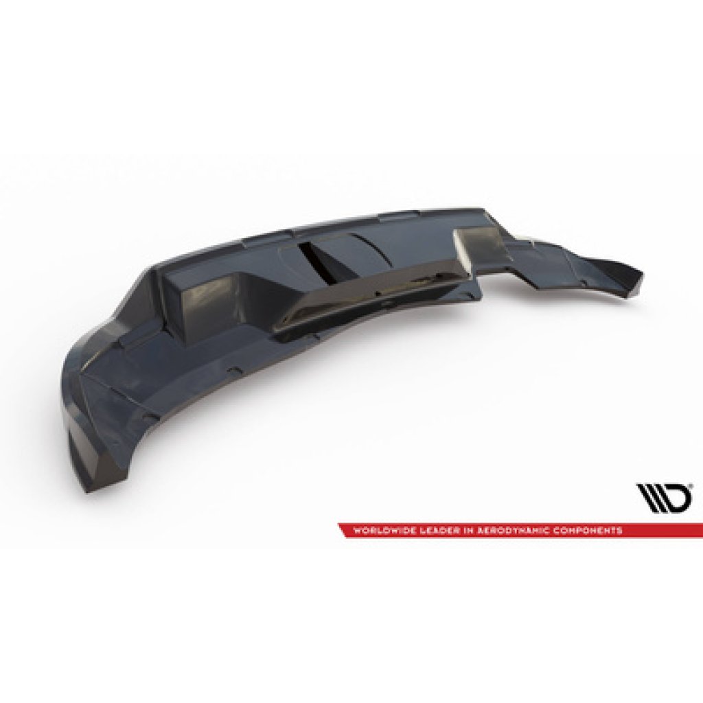 Maxton Design spoiler pod zadní nárazník s žebrováním pro Škoda Kamiq Mk1 Facelift, černý lesklý plast ABS, Monte Carlo