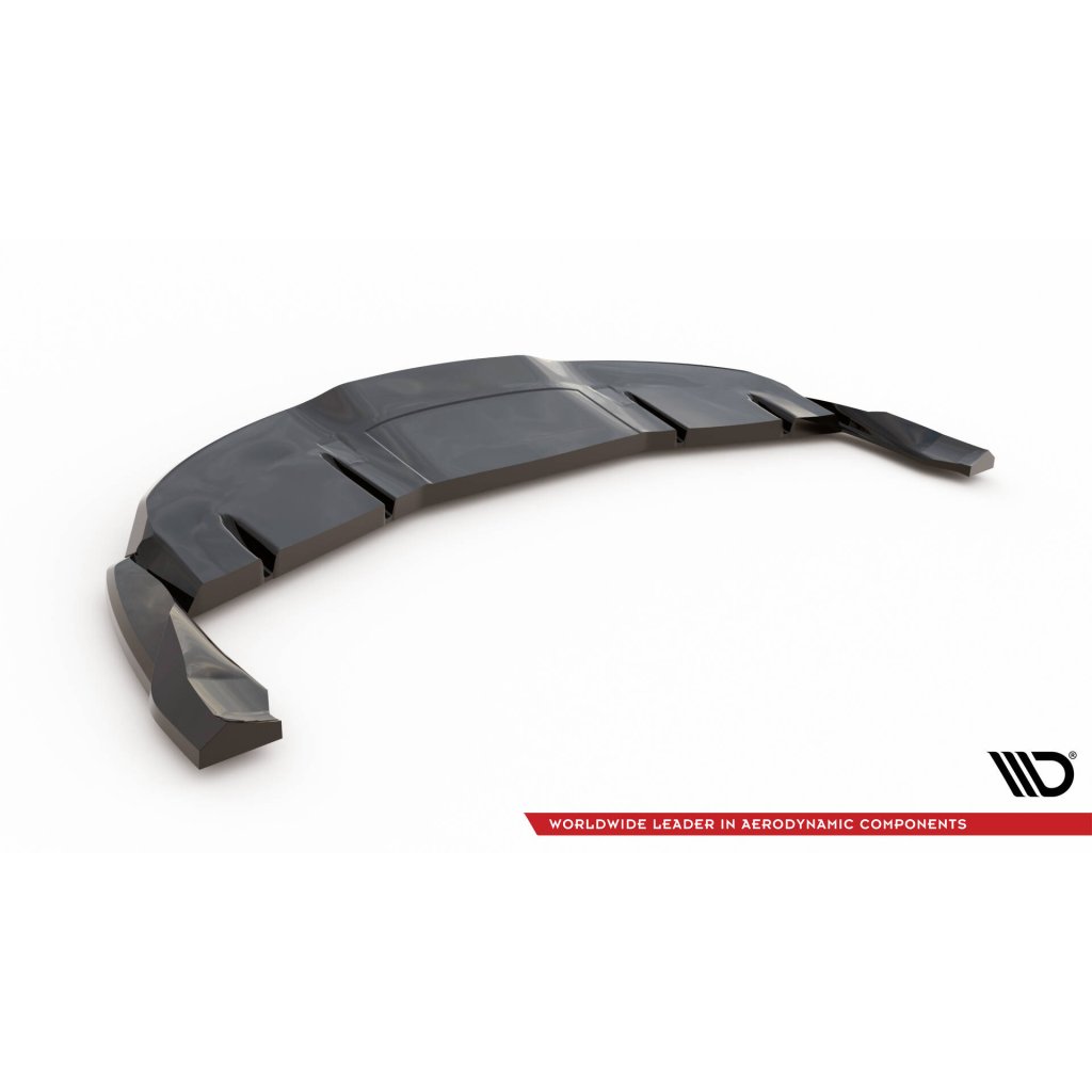 Maxton Design spoiler pod zadní nárazník s žebrováním v.1 pro Tesla Model 3 Mk1 Project Highland Facelift, černý lesklý plast ABS