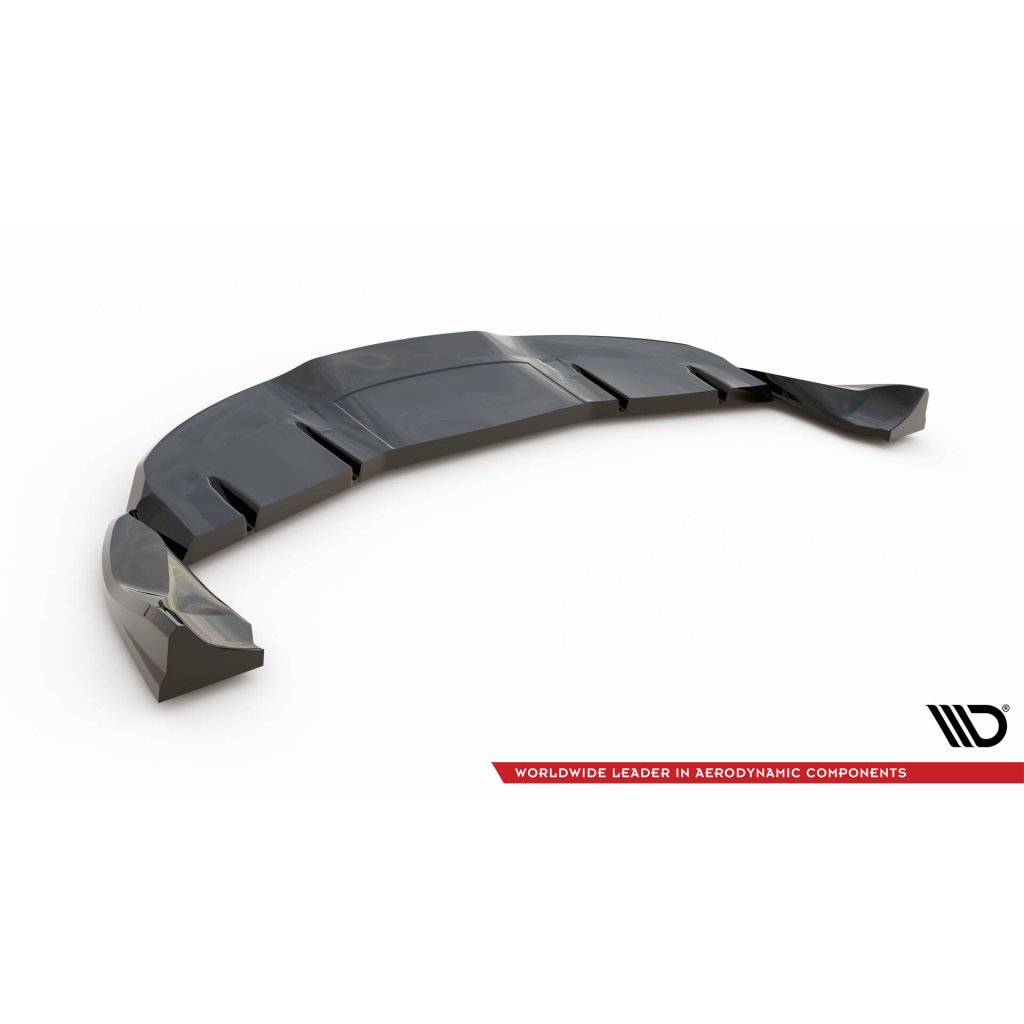 Maxton Design spoiler pod zadní nárazník s žebrováním v.2 pro Tesla Model 3 Mk1 Project Highland Facelift, černý lesklý plast ABS