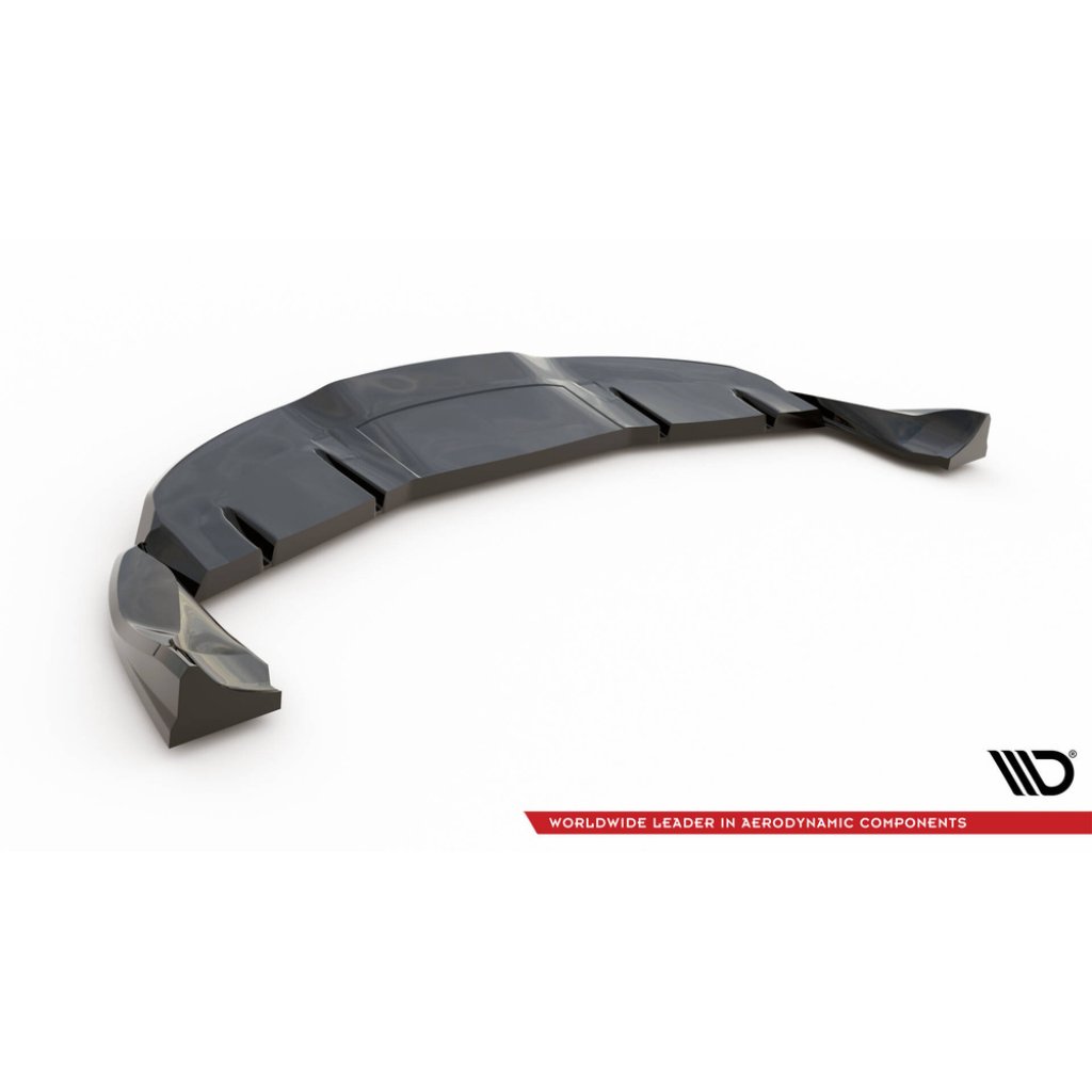 Maxton Design spoiler pod zadní nárazník s žebrováním v.2 pro Tesla Model 3 Mk1 Project Highland Facelift, černý lesklý plast ABS