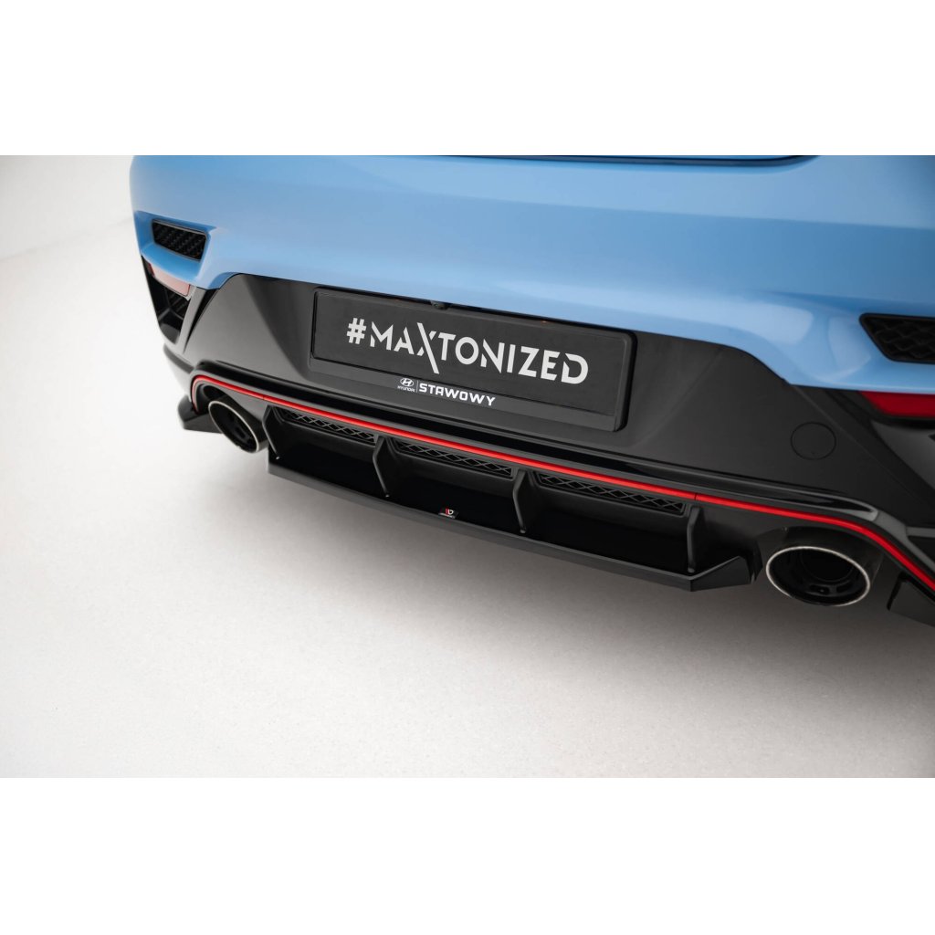 Maxton Design středový spoiler pod zadní nárazník pro Hyundai Veloster N Mk2, černý lesklý plast ABS