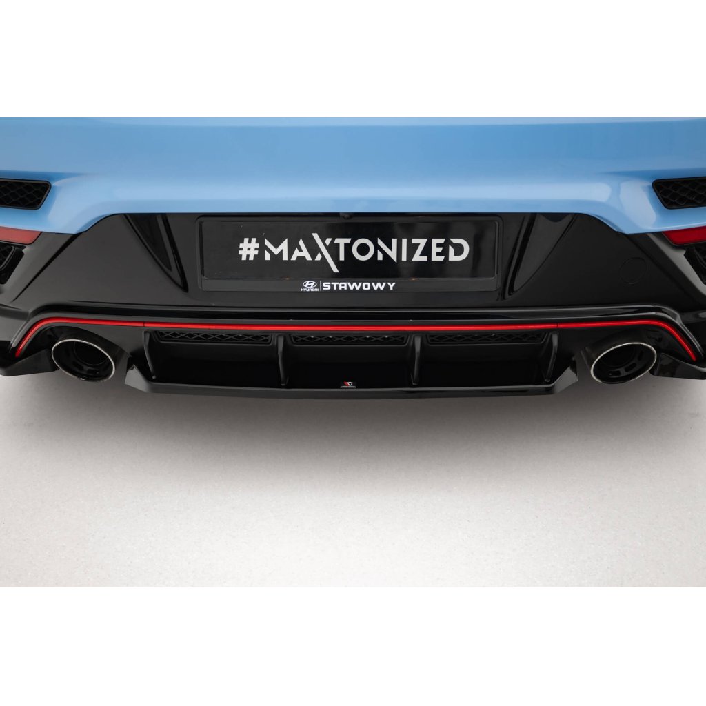 Maxton Design středový spoiler pod zadní nárazník pro Hyundai Veloster N Mk2, černý lesklý plast ABS
