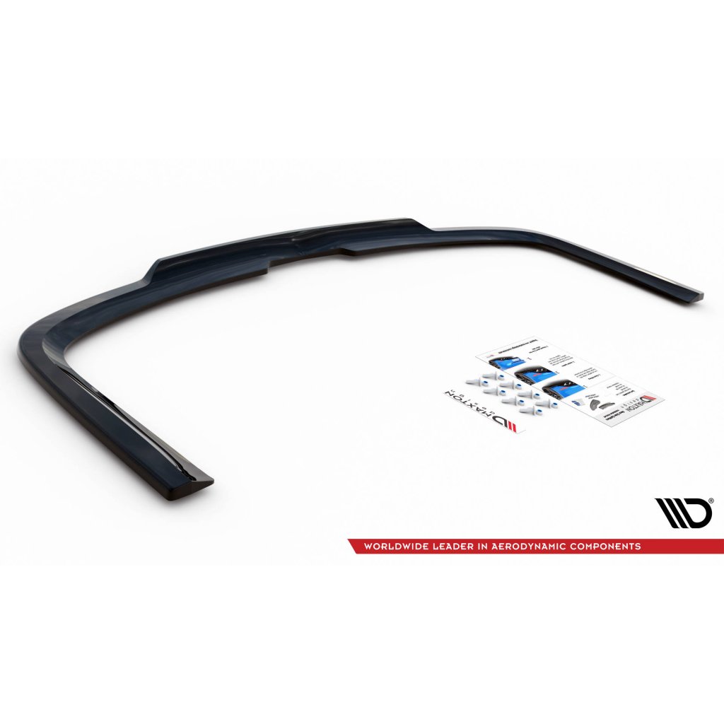 Maxton Design středový spoiler pod zadní nárazník pro Volkswagen Caddy Mk3 Facelift, černý lesklý plast ABS, pro verzi Long