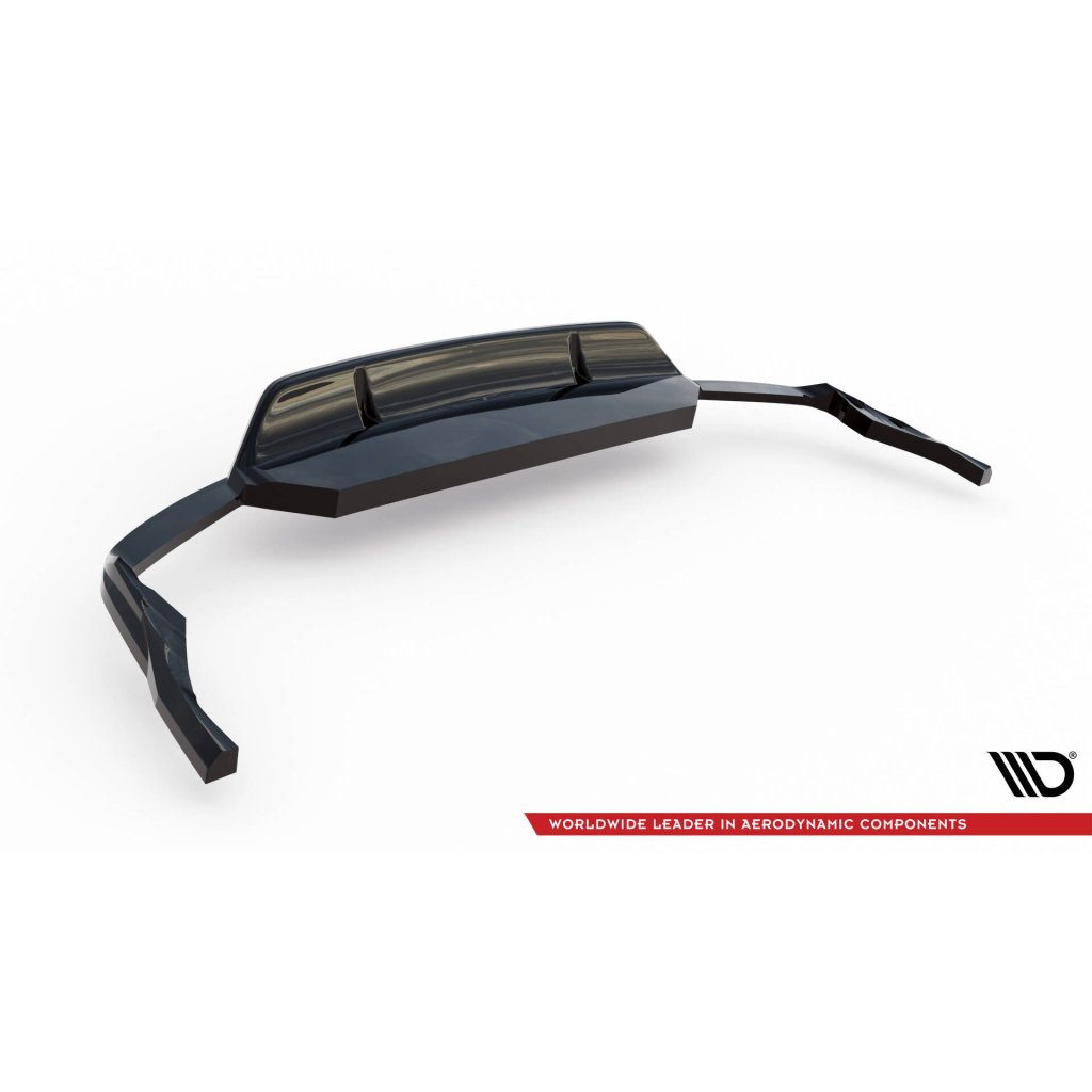 Maxton Design středový spoiler pod zadní nárazník s žebrováním pro Audi SQ8 Mk 1, černý lesklý plast ABS, S-line
