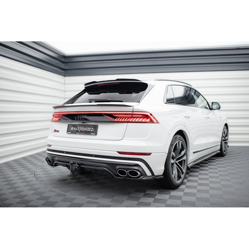 Maxton Design středový spoiler pod zadní nárazník s žebrováním pro Audi SQ8 Mk 1, černý lesklý plast ABS, S-line