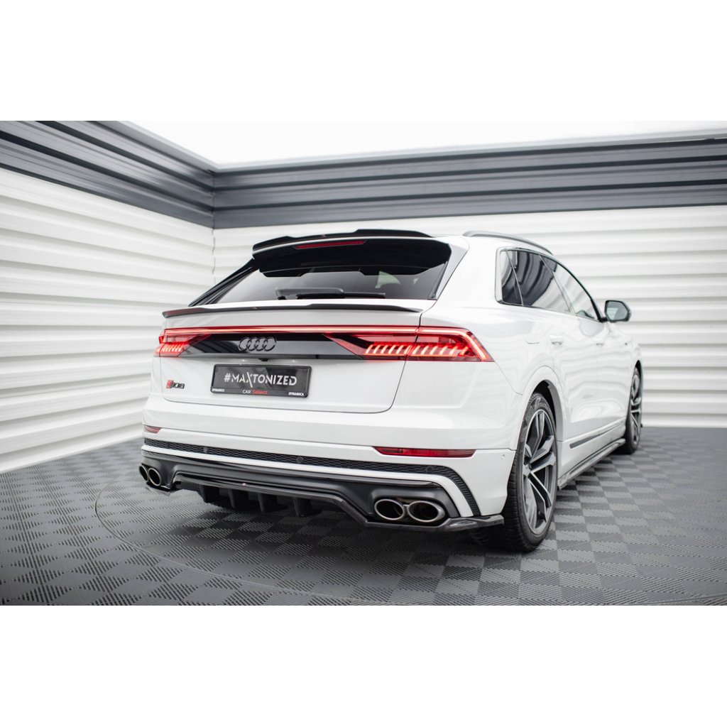Maxton Design středový spoiler pod zadní nárazník s žebrováním pro Audi SQ8 Mk 1, černý lesklý plast ABS, S-line