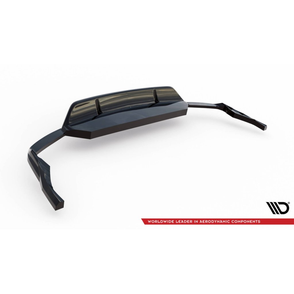 Maxton Design středový spoiler pod zadní nárazník s žebrováním pro Audi SQ8 Mk 1, černý lesklý plast ABS, S-line