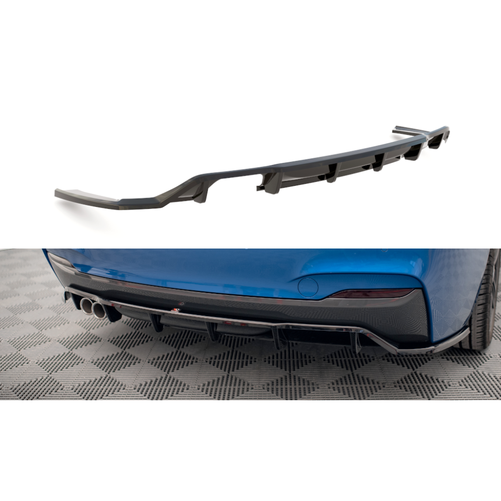 Maxton Design středový spoiler pod zadní nárazník s žebrováním pro BMW řada 2 F22, plast ABS bez povrchové úpravy, M-pack