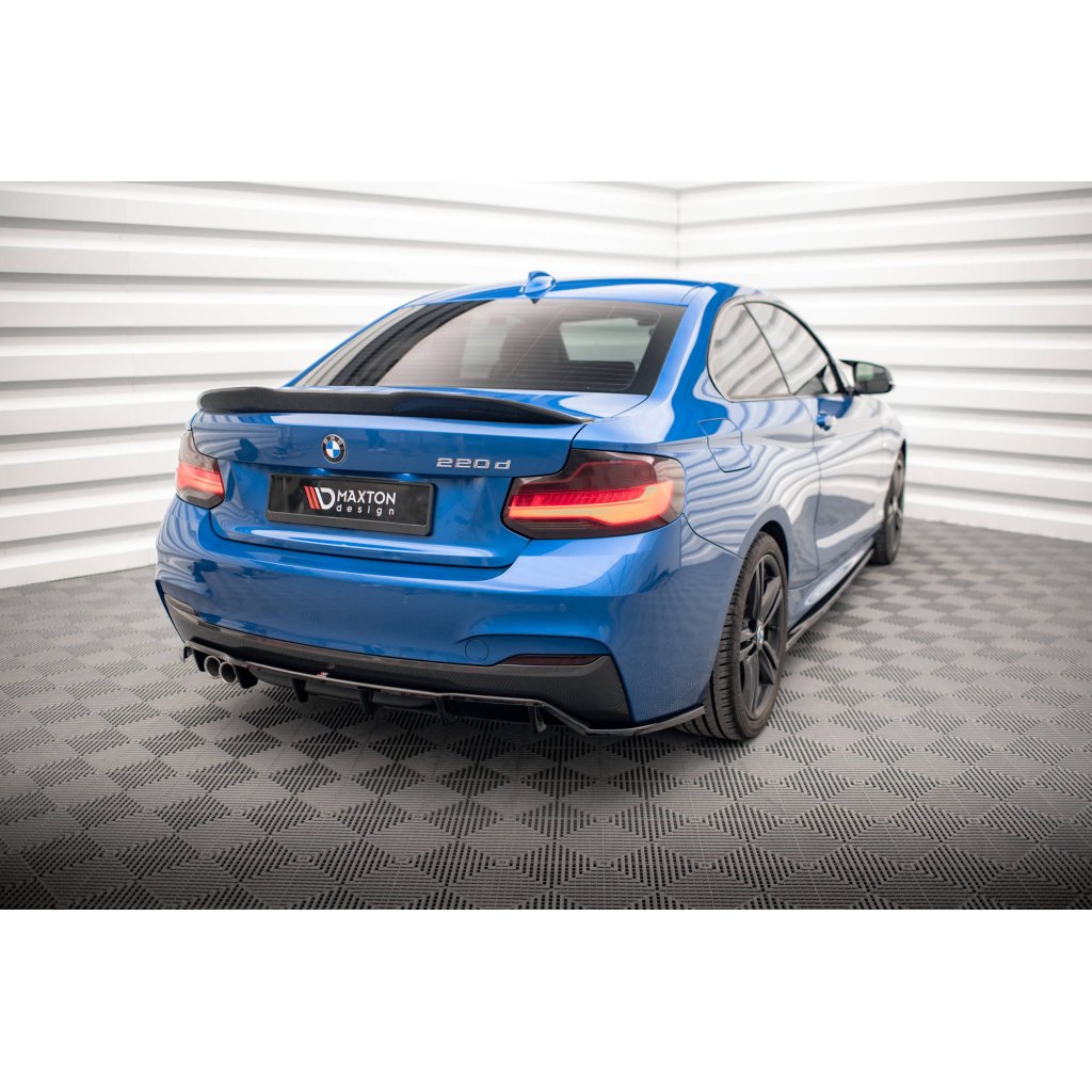 Maxton Design středový spoiler pod zadní nárazník s žebrováním pro BMW řada 2 F22, plast ABS bez povrchové úpravy, M-pack
