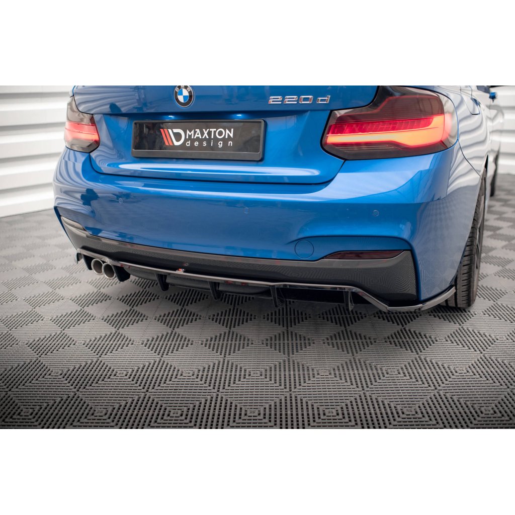 Maxton Design středový spoiler pod zadní nárazník s žebrováním pro BMW řada 2 F22, plast ABS bez povrchové úpravy, M-pack
